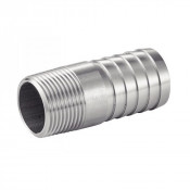 Adaptateur cylindrique mâle cannelé gaz conique inox 316L