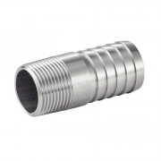 Adaptateur cylindrique mâle cannelé gaz conique inox 316L