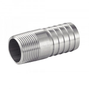 Adaptateur cylindrique mâle cannelé gaz conique inox 316L