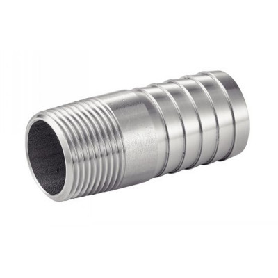 Adaptateur cylindrique mâle cannelé gaz conique inox 316L