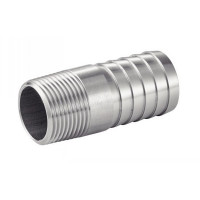 Adaptateur cylindrique mâle cannelé gaz conique inox 316L