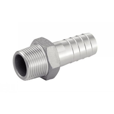 Adaptateur hexagonal mâle cannelé gaz conique inox 316