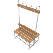 Banc vestiaire double en bois et acier - 2 à 6 places