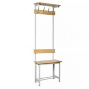 Banc vestiaire en acier et bois avec porte sacs - 2 à 4 places