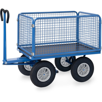 Remorque à Bras Industrielle avec Ridelles Grillagées - 1135x795mm - 1000kg