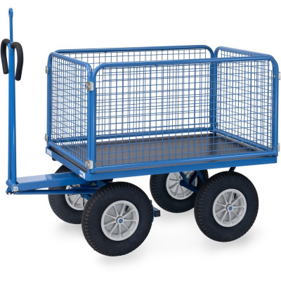 Remorque à Bras Industrielle avec Ridelles Grillagées - 1135x795mm - 1000kg