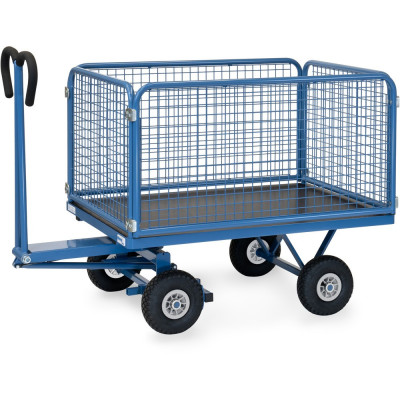 Remorque à Bras Industrielle avec Ridelles Grillagées - 1135x795mm - 750kg