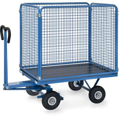 Remorque à Bras Industrielle avec Ridelles Grillagées - 1135x795mm - 750kg