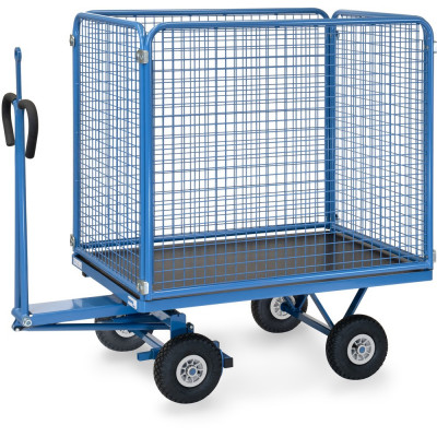 Remorque à Bras Industrielle avec Ridelles Grillagées - 1135x795mm - 750kg
