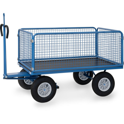 Remorque à Bras Industrielle avec Ridelles Grillagées - 1535x895mm - 1000kg