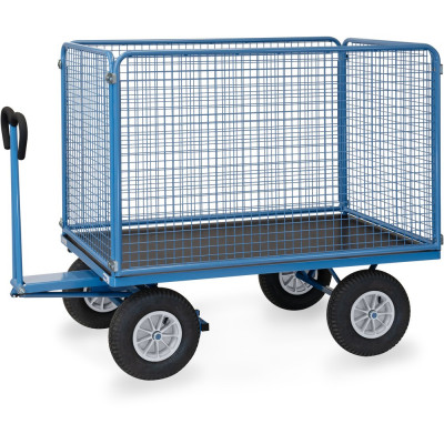 Remorque à Bras Industrielle avec Ridelles Grillagées - 1535x895mm - 1000kg