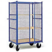Chariot à étagères grillagé avec porte