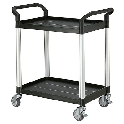 Chariot long. 850 mm à 2 plateaux plastiques 250 kg