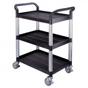 Chariot long. 850 mm à 3 plateaux plastiques charge 240 kg