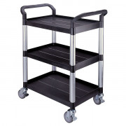 Chariot long. 850 mm à 3 plateaux plastiques charge 240 kg