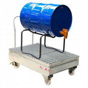 Chariot de Rétention Acier Galvanisé 220l - 2 Fûts - 1230x840mm