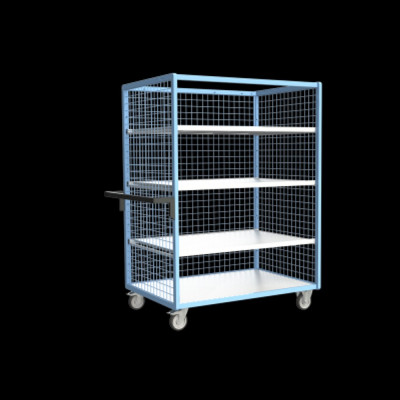 Chariot de Transport Grillagé - 3 Côtés 3 Plateaux - 1165x785x1690mm - 250kg