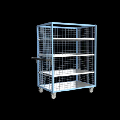 Chariot de Transport Grillagé - 3 Côtés 3 Plateaux - 1165x785x1690mm - 250kg