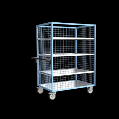 Chariot de Transport Grillagé - 3 Côtés 3 Plateaux - 1165x785x1720mm - 500kg