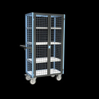 Chariot de Transport Grillagé - 4 Côtés Verrouillable 3 Plateaux - 815x485x1720mm - 500kg