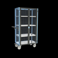 Chariot de Transport Grillagé - 4 Côtés Verrouillable 3 Plateaux - 815x485x1720mm - 500kg