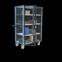 Chariot de Transport Grillagé - 4 Côtés Verrouillable 3 Plateaux - 965x585x1720mm - 500kg