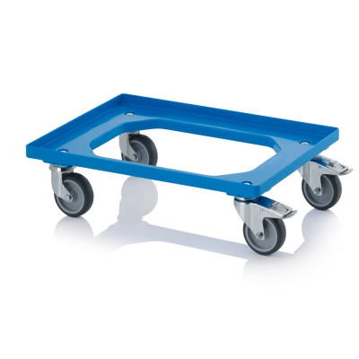 Socle rouleur pour bacs Euro – Dimensions 61,6 x 41,6 x 17,2 cm – Châssis ABS – 2 roues pivotantes,