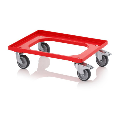 Socle rouleur pour bacs Euro – Dimensions 62 x 42 cm – 2 roues pivotantes, 2 roues pivotantes avec f