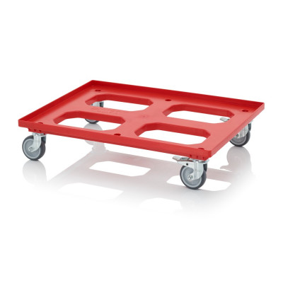 Socle rouleur pour bacs Euro – Dimensions 81,68 x 61,68 x 17,69 cm – 2 roues pivotantes, 2 roues piv