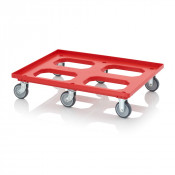 Socle rouleur pour bacs Euro – Dimensions 81,68 x 61,68 x 17,69 cm – 4 roulettes pivotantes, 2 roule