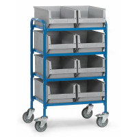 Chariot Porte-Bacs 4 Plateaux - 630x470mm - 250kg Chariot Porte-Bacs 4 Plateaux - 630x470mm - 250kg