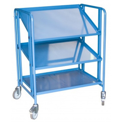 Servante à Bacs 3 Plateaux Inclinables en Tôle - 610x825x1150mm - 200kg