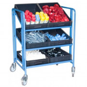 Servante à Bacs 3 Plateaux Inclinables en Tôle - 610x825x1150mm - 200kg