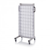 Chariot pour bacs basculants transparents – Dimensions 69 x 45 x 134 cm – Simple face – avec 10 modu