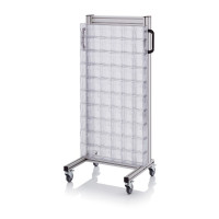Chariot pour bacs basculants transparents – Dimensions 69 x 45 x 134 cm – Simple face – avec 10 modu