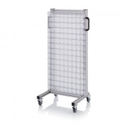 Chariot pour bacs basculants transparents – Dimensions 69 x 45 x 134 cm – Simple face – avec 15 modu