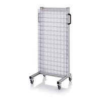 Chariot pour bacs basculants transparents – Dimensions 69 x 45 x 134 cm – Simple face – avec 15 modu