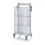 Chariot pour bacs basculants transparents – Dimensions 69 x 45 x 134 cm – Simple face – avec 3 modul