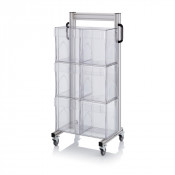 Chariot pour bacs basculants transparents – Dimensions 69 x 45 x 134 cm – Simple face – avec 3 modul