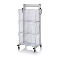 Chariot pour bacs basculants transparents – Dimensions 69 x 45 x 134 cm – Simple face – avec 3 modul Chariot pour bacs basculants transparents – Dimensions 69 x 45 x 134 cm – Simple face – avec 3 modul