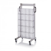 Chariot pour bacs basculants transparents – Dimensions 69 x 45 x 134 cm – Simple face – avec 5 modul