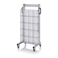 Chariot pour bacs basculants transparents – Dimensions 69 x 45 x 134 cm – Simple face – avec 5 modul