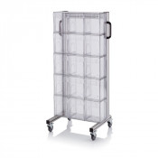 Chariot pour bacs basculants transparents – Dimensions 69 x 45 x 134 cm – Simple face – avec 5 modul
