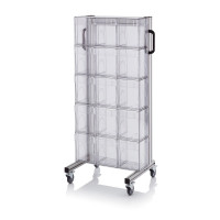 Chariot pour bacs basculants transparents – Dimensions 69 x 45 x 134 cm – Simple face – avec 5 modul