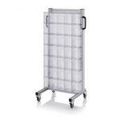 Chariot pour bacs basculants transparents – Dimensions 69 x 45 x 134 cm – Simple face – avec 7 modul