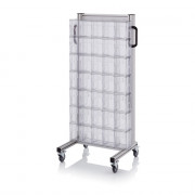 Chariot pour bacs basculants transparents – Dimensions 69 x 45 x 134 cm – Simple face – avec 7 modul