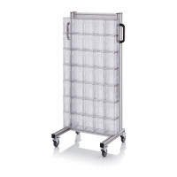 Chariot pour bacs basculants transparents – Dimensions 69 x 45 x 134 cm – Simple face – avec 7 modul