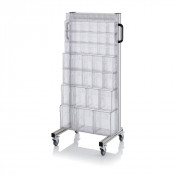Chariot pour bacs basculants transparents – Dimensions 69 x 45 x 134 cm – Simple face – avec 8 modul