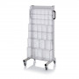 Chariot pour bacs basculants transparents – Dimensions 69 x 45 x 134 cm – Simple face – avec 8 modul