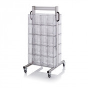Chariot pour bacs basculants transparents – Dimensions 69 x 68 x 134 cm – Double face – avec 10 modu
